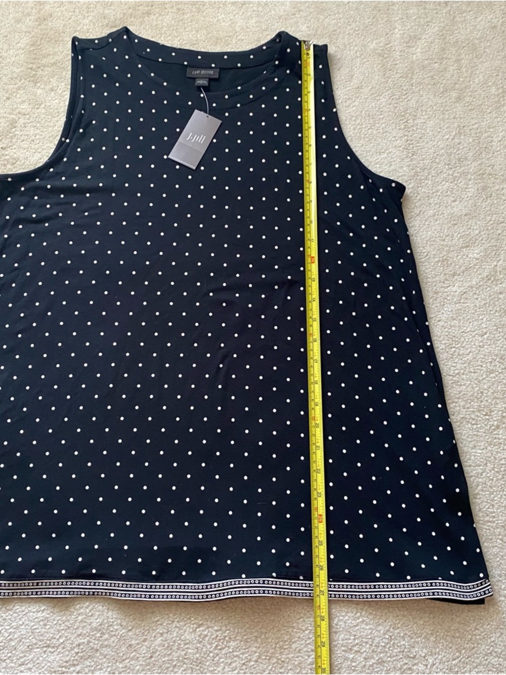 J Jill Wearever Black Polka Dot Sleeveless Rayon Knit Tunic Top Large NEW - Picture 5 of 6